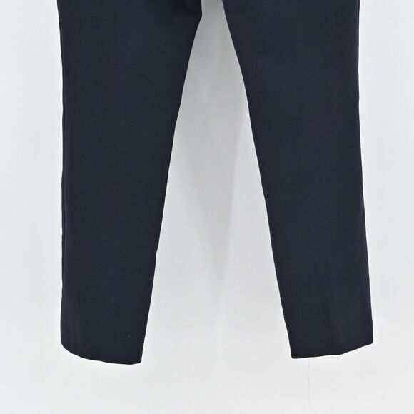 THEORY Pants Womens Size 6 Navy Blue Cotton Mid Rise Taper Pintuck Summer Pique - Picture 6 of 12